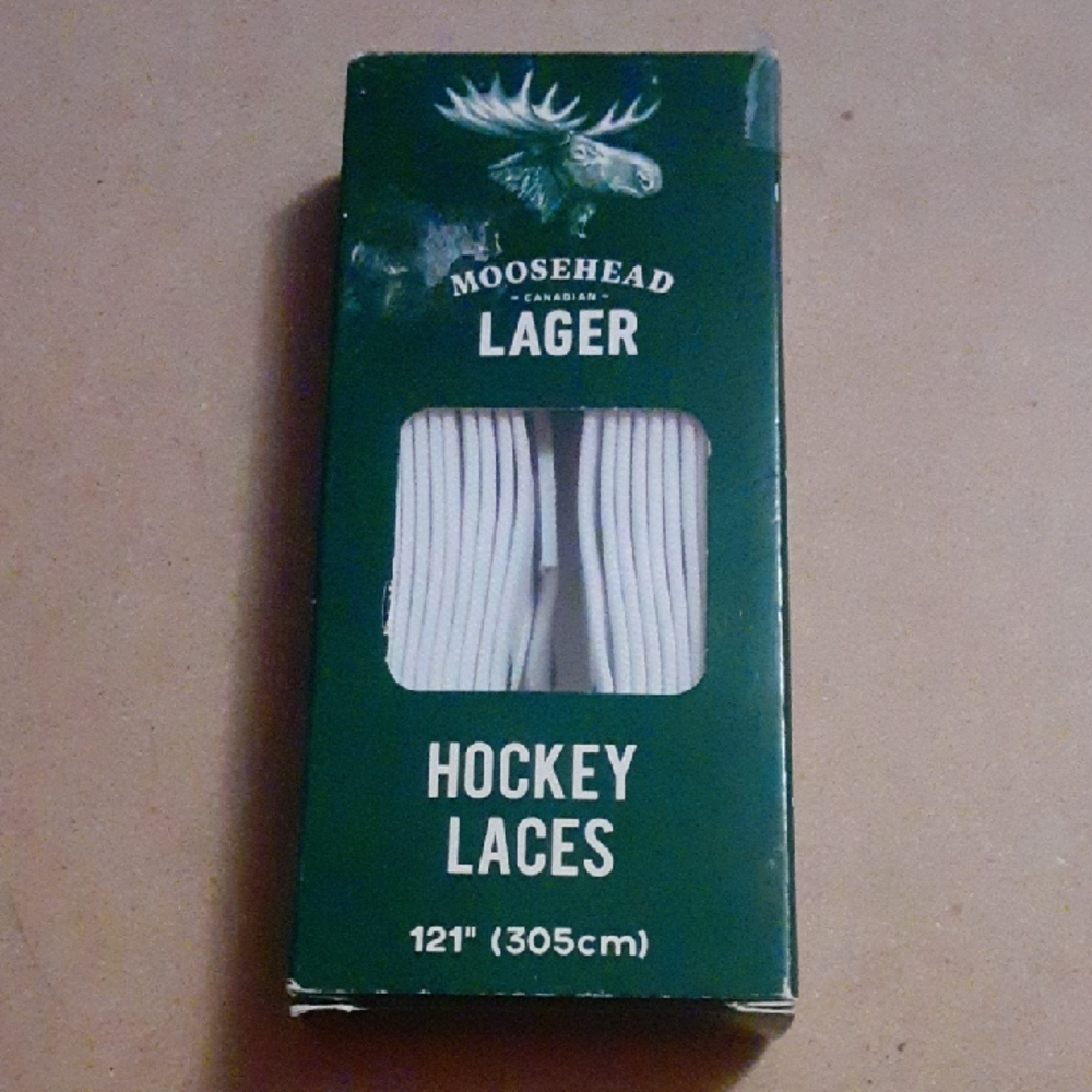Moosehead Lager Hockey Skate Laces - Premium White Athletic Skate Laces